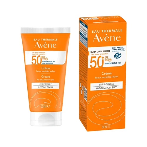 کرم ضدآفتاب آون بدون رنگ Avene Solaire Facial Fluid SPF50+ Sensitive Skin | کد : 5636