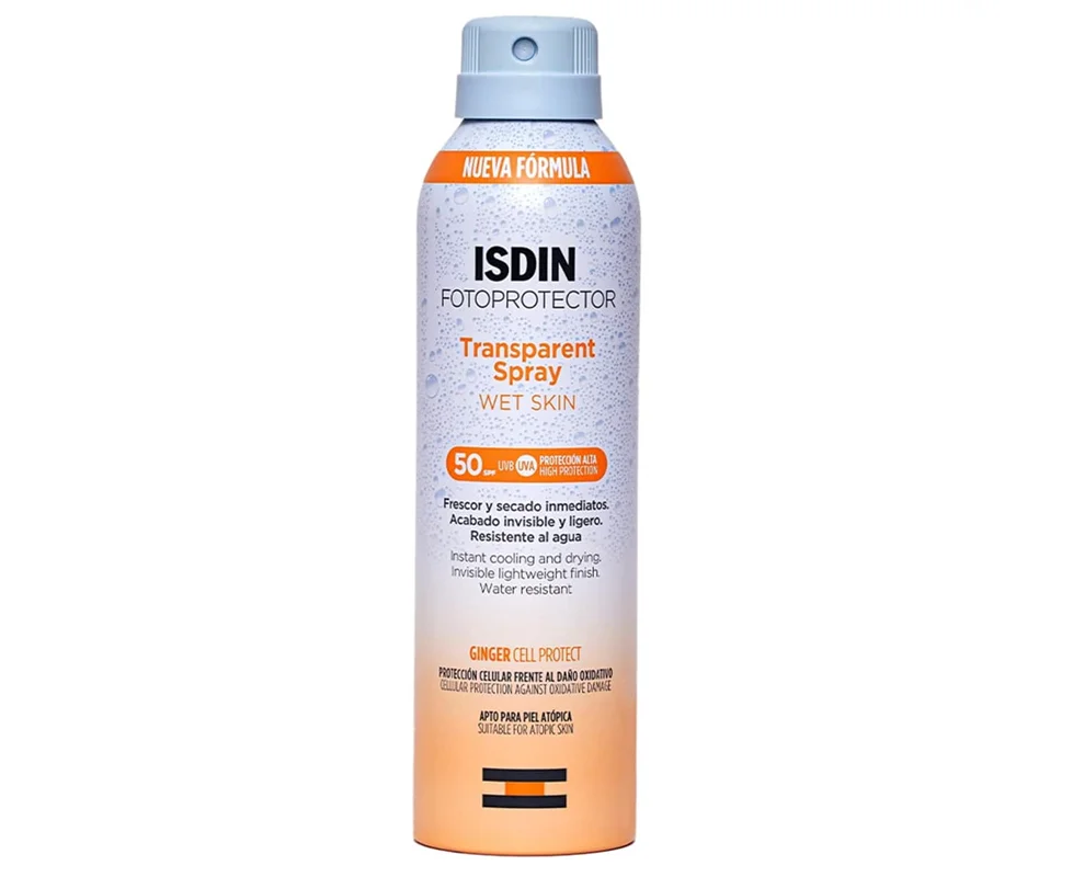 اسپری ضدآفتاب ایزیدین بدون رنگ و ضد آب ISDIN Transparent Spray Wet Skin SPF 50 | کد : 5635